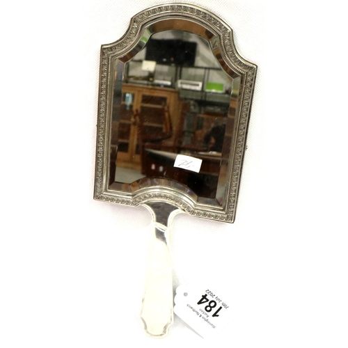 184 - Continental 800 silver hand mirror, unusually double-sided with bevelled glass, L: 28 cm. P&P Group ... 