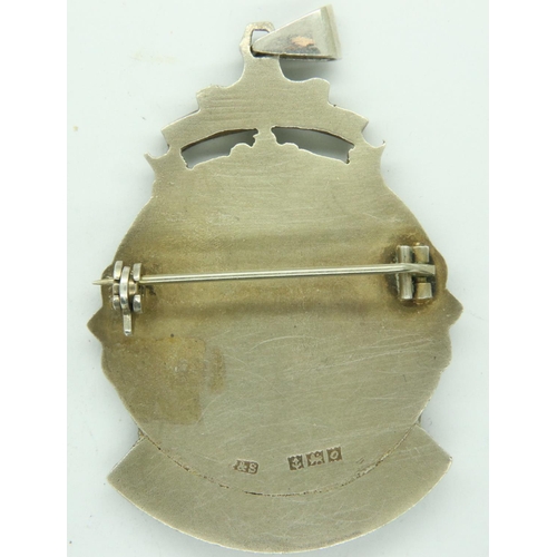 191 - Hallmarked silver N.U.T.G medal, L: 50 mm, 30g. P&P Group 1 (£14+VAT for the first lot and £1+VAT fo... 