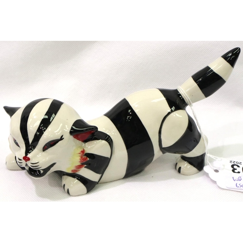 203 - Lorna Bailey cat Cruella, H: 18 cm. No cracks, chips or visible restoration. P&P Group 1 (£14+VAT fo... 