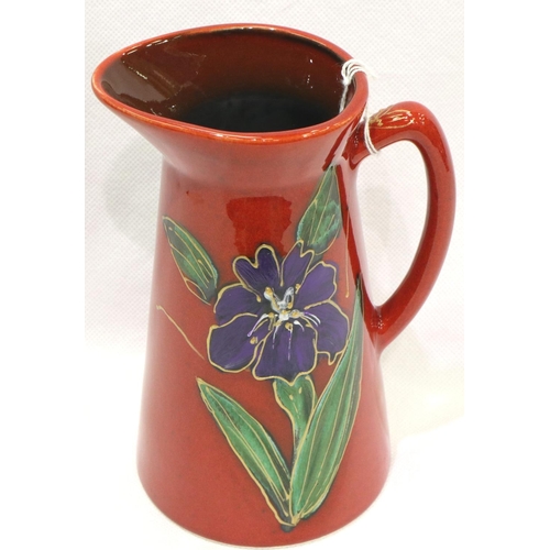 212 - Anita Harris jug in the floral pattern, signed in gold, H: 16 cm. No cracks, chips or visible restor... 