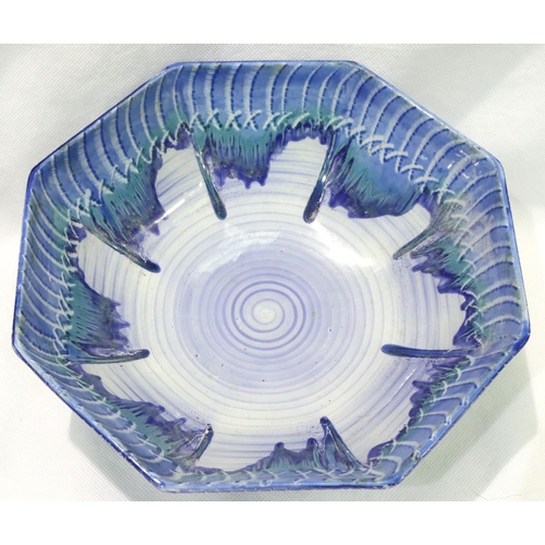 226 - Vintage Shelley blue drip glaze octagonal bowl, D: 20 cm. P&P Group 3 (£25+VAT for the first lot and... 