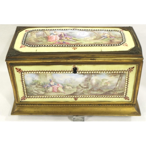 237 - Regency enamel on copper jewellery casket, L: 21 cm. P&P Group 2 (£18+VAT for the first lot and £3+V... 