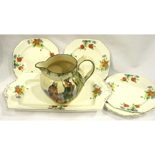 238 - Royal Doulton Under the Greenwood Tree jug H: 12 cm and a quantity of Meakin tea ware. P&P Group 3 (... 