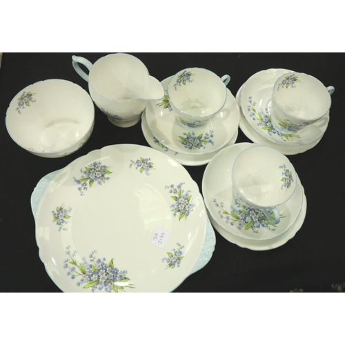 242 - Shelley three place tea set to include three trios, milk jug, sugar bowl and sandwich plate (12). P&... 