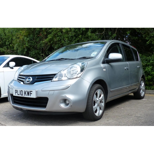 1D - Nissan Note hatchback, 2010 plate PL10 KWF, automatic, silver, 71,849 miles, 1.6L petrol. 10%+VAT BU... 