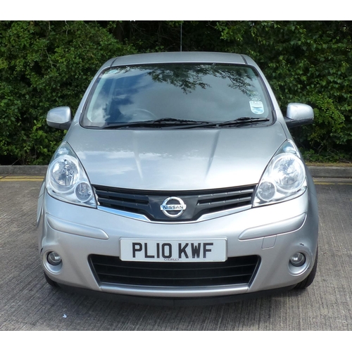 1D - Nissan Note hatchback, 2010 plate PL10 KWF, automatic, silver, 71,849 miles, 1.6L petrol. 10%+VAT BU... 