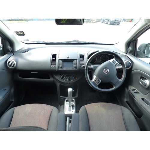 1D - Nissan Note hatchback, 2010 plate PL10 KWF, automatic, silver, 71,849 miles, 1.6L petrol. 10%+VAT BU... 