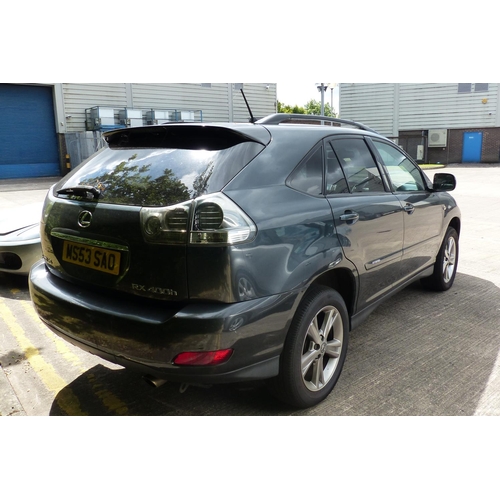 1E - Lexus RX estate, 2007 plate MS53 SAO, automatic, grey, 180,000 miles, 3.3L hybrid. 10%+VAT BUYERS PR... 