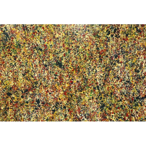 3050 - J Gerrard Kelly NDD DA (Manchester contemporary): abstract mixed media, flaming flora, 76 x 102 cm, ... 