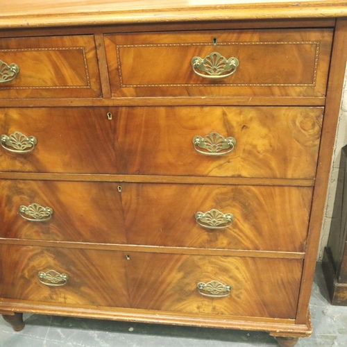 3105 - An Edwardian inlaid walnut chest of two short above three long drawers. Not available for in-house P... 