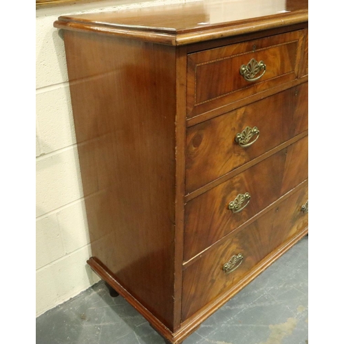 3105 - An Edwardian inlaid walnut chest of two short above three long drawers. Not available for in-house P... 