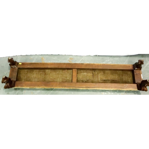 3117 - A 19th century carved walnut kneeler with embroidered pad top, L: 110 cm. Not available for in-house... 