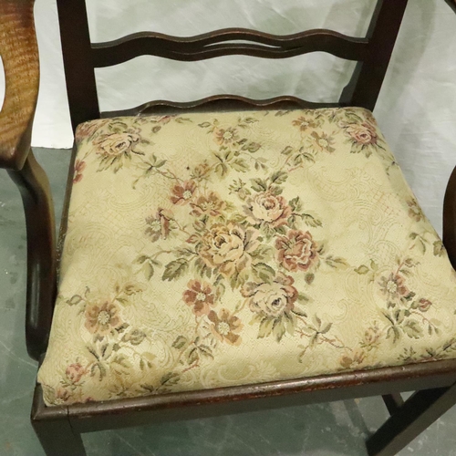 3120 - A George III walnut framed elbow chair with laddered back and drop in seat. Not available for in-hou... 