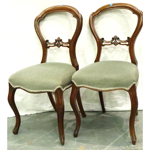 3124 - A pair of Victorian Crown back chairs walnut framed with cabriole supports. Not available for in-hou... 