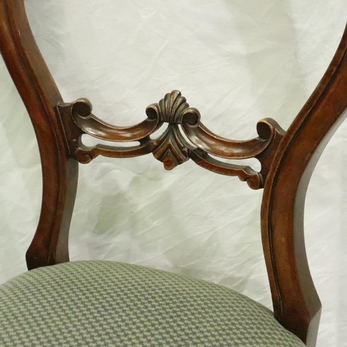 3124 - A pair of Victorian Crown back chairs walnut framed with cabriole supports. Not available for in-hou... 