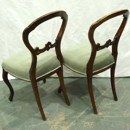 3124 - A pair of Victorian Crown back chairs walnut framed with cabriole supports. Not available for in-hou... 