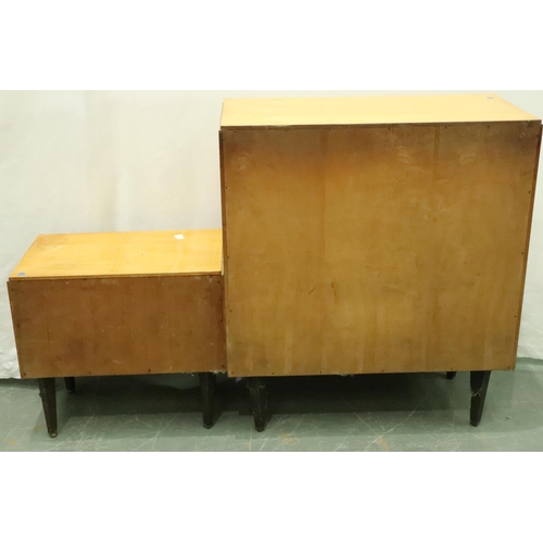 3136 - Beech effect chest of four long drawers, with a similar chest with drawers and cupboard. Not availab... 