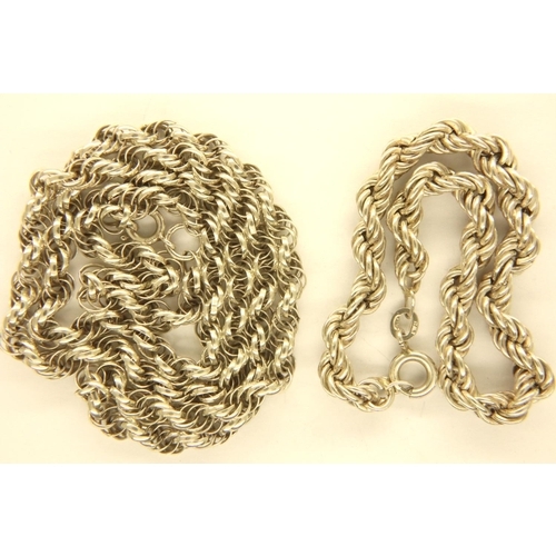 57 - 925 silver rope necklace and bracelet, combined 21g. P&P Group 1 (£14+VAT for the first lot and £1+V... 