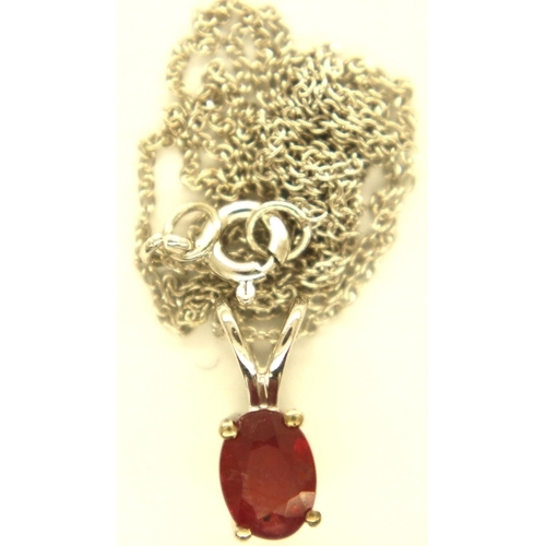 67 - Two 925 silver ruby pendants and chains, with certificates, each ruby 1.2ct. P&P Group 1 (£14+VAT fo... 