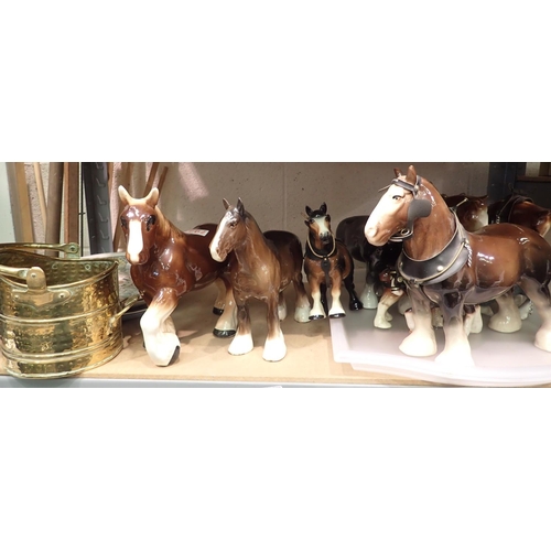 1036 - Mixed ceramics including ten shire horses. Not available for in-house P&P, contact Paul O'Hea at Mai... 