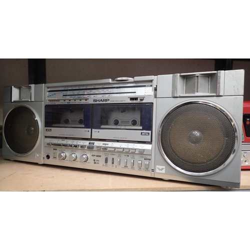 1046 - Sharp radio cassette ghetto blaster. Not available for in-house P&P, contact Paul O'Hea at Mailboxes... 