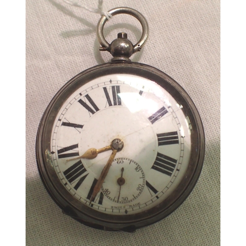 1084 - 925 silver key wind open face pocket watch. P&P Group 1 (£14+VAT for the first lot and £1+VAT for su... 