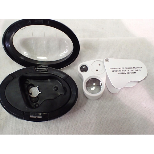 1152 - Cased jewellers magnifier LED double-multiple jewellery identifying loupe, 30 x 22 - 60 x 12. P&P Gr... 