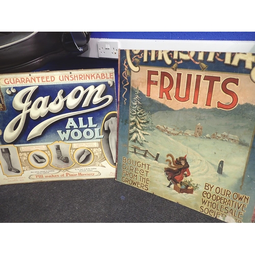 1159 - Two original cardboard advertising signs, 60 x 60 cm, both signs have been cut down. Not available f... 