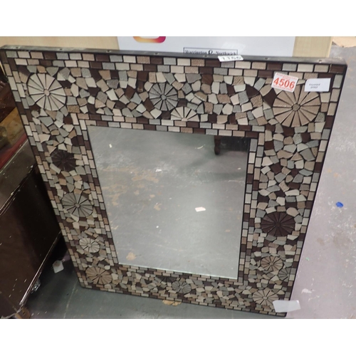 1166 - Modern rectangular mirror with mosaic frame, 70 x 70 cm.  Not available for in-house P&P, contact Pa... 