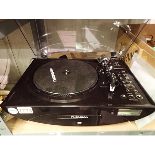 1177 - Thompson 3 speed turntable; MP3/USB play / record; CD player; FM radio; clock; with remote control a... 