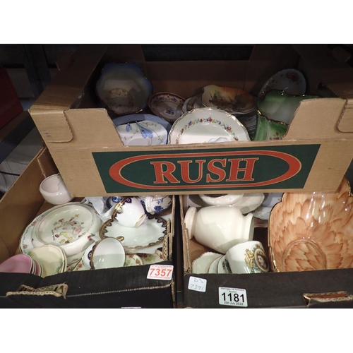 1181 - Three boxes of mixed ceramics to include Royal Doulton. Not available for in-house P&P, contact Paul... 