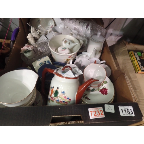 1183 - Two boxes of mixed household items to include ceramics etc. Not available for in-house P&P, contact ... 