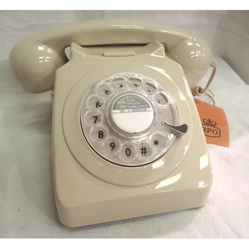 1184 - Ivory 1960/1970s style rotary telephone, compatible with modern telephone banking and any standard a... 