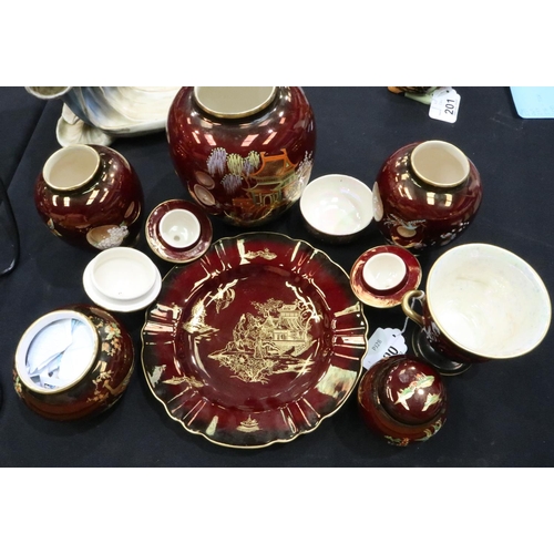 200 - Collection of Carlton Ware Rouge Royale and others (7). P&P Group 3 (£25+VAT for the first lot and £... 