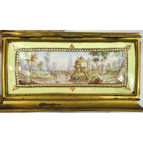 237 - Regency enamel on copper jewellery casket, L: 21 cm. P&P Group 2 (£18+VAT for the first lot and £3+V... 