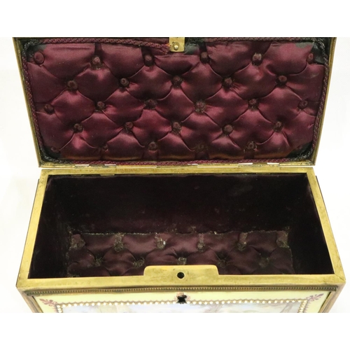 237 - Regency enamel on copper jewellery casket, L: 21 cm. P&P Group 2 (£18+VAT for the first lot and £3+V... 