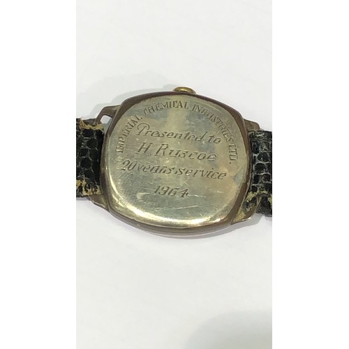 173 - Smiths: silver ICI presentation wristwatch with 1964 presentation inscription to verso, working at l... 