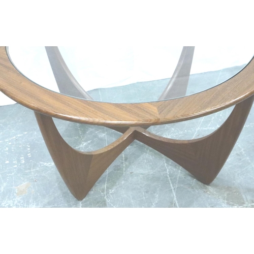 3104 - Teak circular glass top coffee table, D: 84 cm, H: 45 cm. Not available for in-house P&P, contact Pa... 