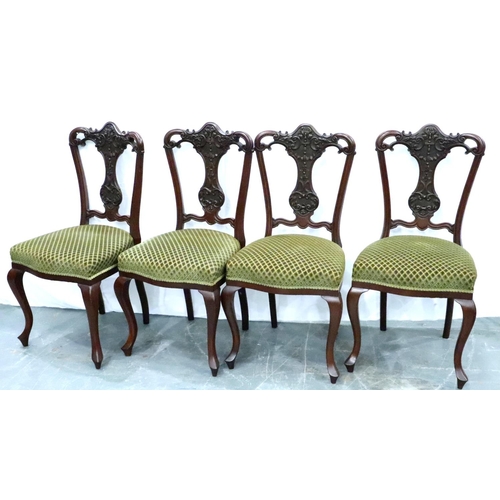 3111 - A set of four Victorian walnut framed dining chairs. Not available for in-house P&P, contact Paul O'... 