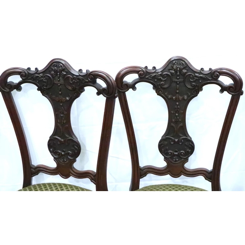 3111 - A set of four Victorian walnut framed dining chairs. Not available for in-house P&P, contact Paul O'... 