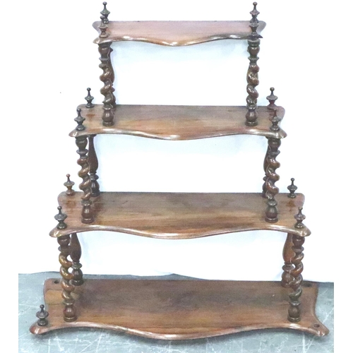 3114 - A Victorian rosewood wall mounting etagere with spiral supports, for restoration, 65 x 22 x 70 cm H.... 