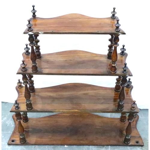 3114 - A Victorian rosewood wall mounting etagere with spiral supports, for restoration, 65 x 22 x 70 cm H.... 