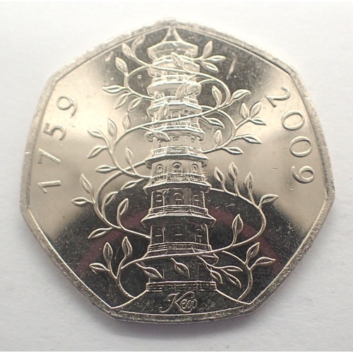 3010 - 2009 fifty pence Kew Gardens, EF. P&P Group 0 (£5+VAT for the first lot and £1+VAT for subsequent lo... 