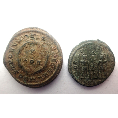 3032 - Two Roman coins: Crispus and Constantius II, attributed. P&P Group 0 (£5+VAT for the first lot and £... 