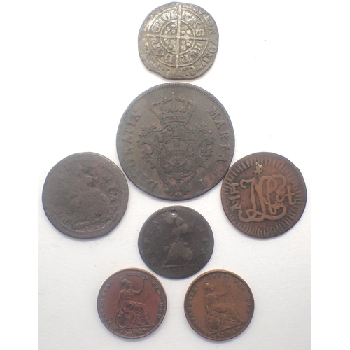 3034 - Mixed early milled copper coins (7). P&P Group 0 (£5+VAT for the first lot and £1+VAT for subsequent... 