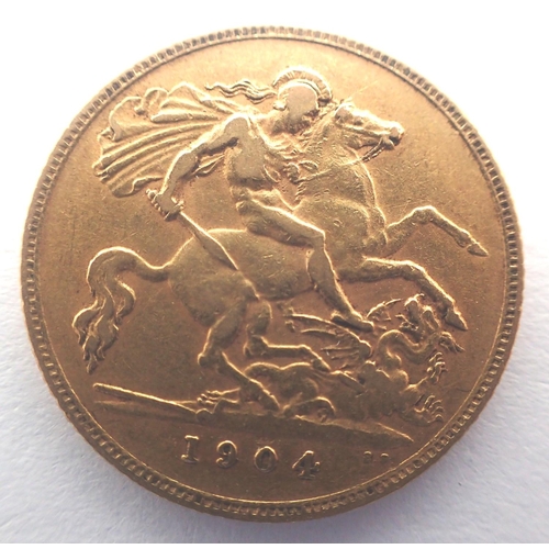 3068 - 1904 gold half sovereign of Edward VII. P&P Group 0 (£5+VAT for the first lot and £1+VAT for subsequ... 