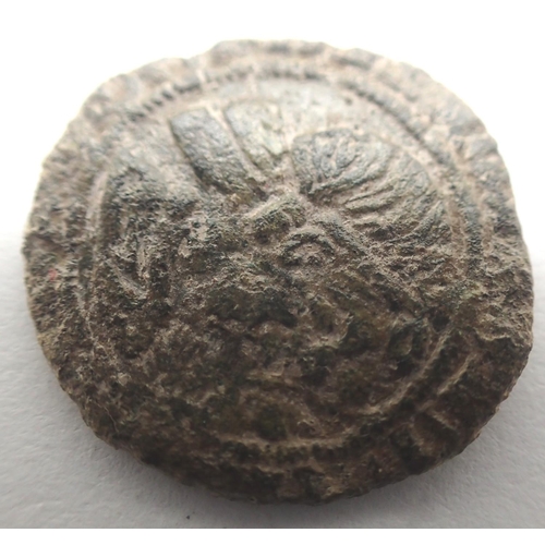 3084 - 14th century bronze Jetton with Romanesque bust. P&P Group 0 (£5+VAT for the first lot and £1+VAT fo... 