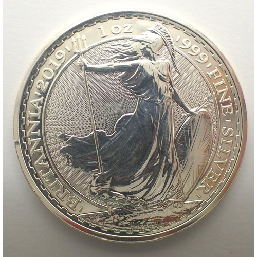 3087 - 2019 silver 1 ounce Bullion Britannia. P&P Group 0 (£5+VAT for the first lot and £1+VAT for subseque... 