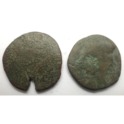 3094 - Two Roman counters, stamped AS. P&P Group 0 (£5+VAT for the first lot and £1+VAT for subsequent lots... 