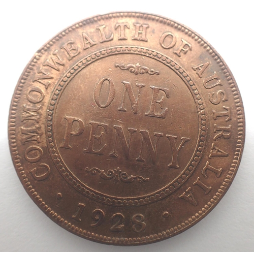 3095 - 1928 Australian Colonial penny, George V, EF condition. P&P Group 0 (£5+VAT for the first lot and £1... 